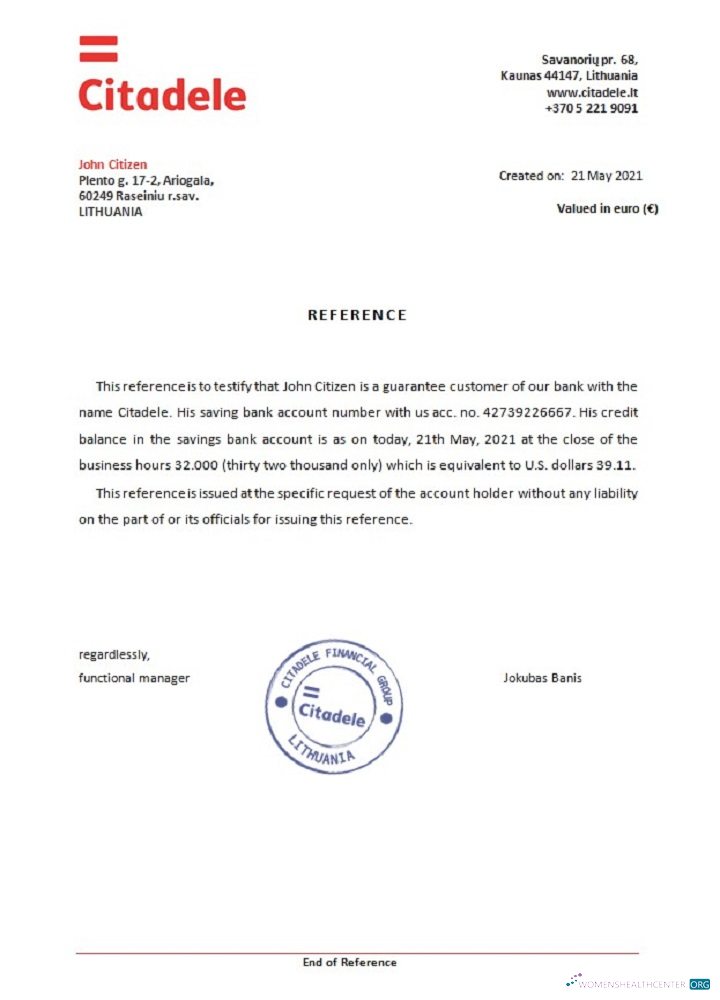 Download Lithuania Citadele bank reference Photoshop template